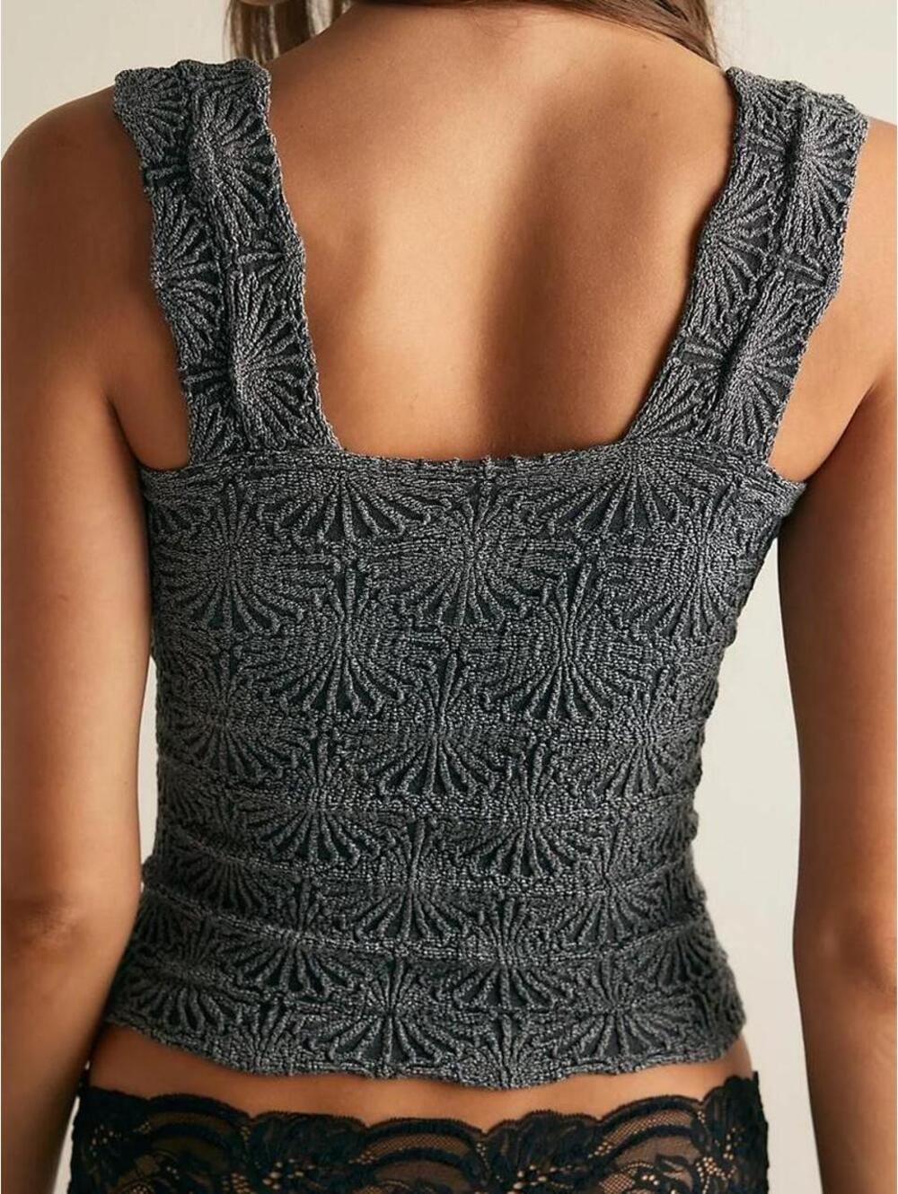 Free People Women's Grey and Black tank top - Picture 2 of 4
